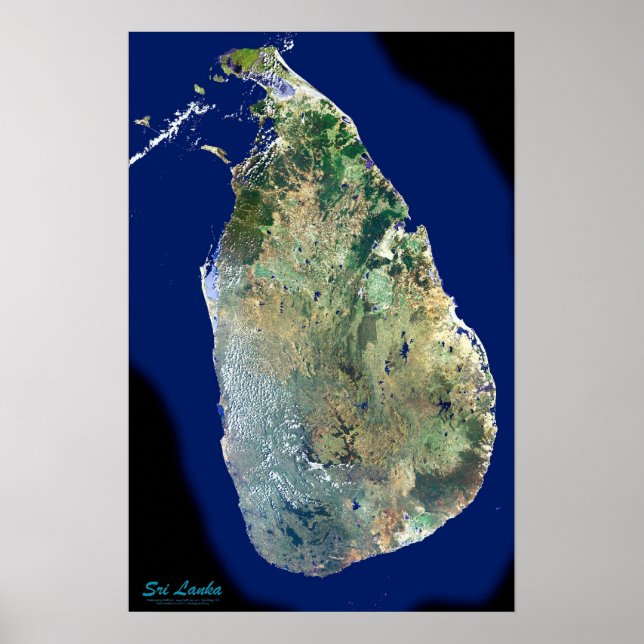 Sri Lanka from space satellite poster (Front)