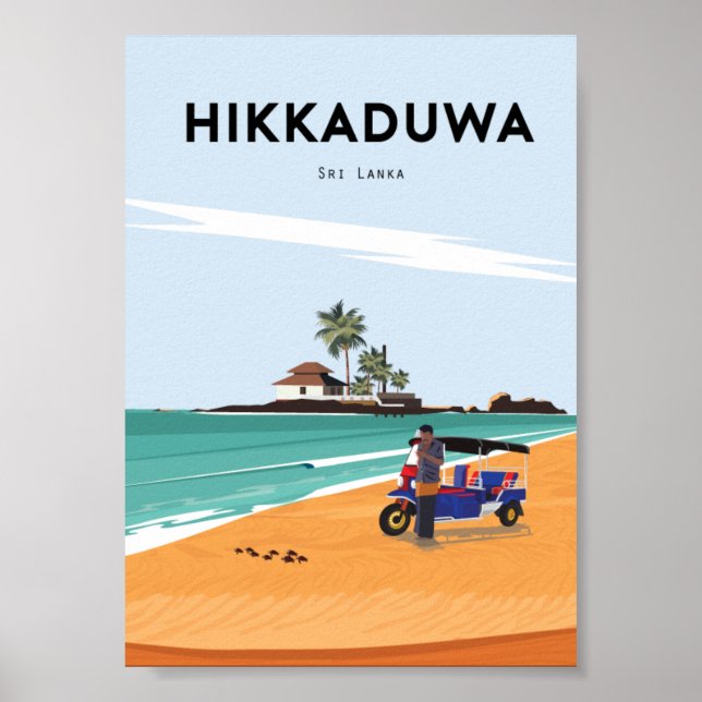 Sri lanka Hikkaduwa travel poster (Front)