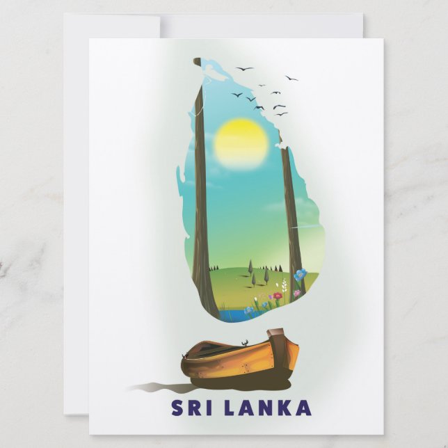 Sri Lanka Illustrated map tourism poster. Invitation (Front)