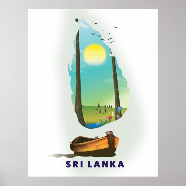 Sri Lanka Illustrated map tourism poster. Poster (Front)