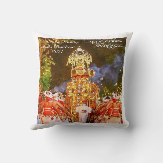 Sri Lanka Kandy Esala Perahera 2021 Throw Pillow (Back)
