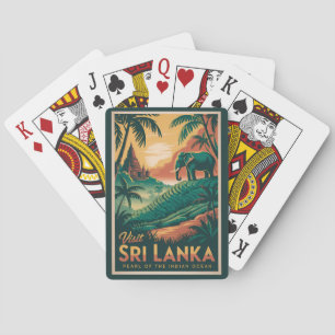 Sri Lanka Landscape Illustration Travel Art Retro Poker Cards