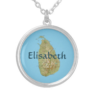 Sri Lanka Map + Name Necklace