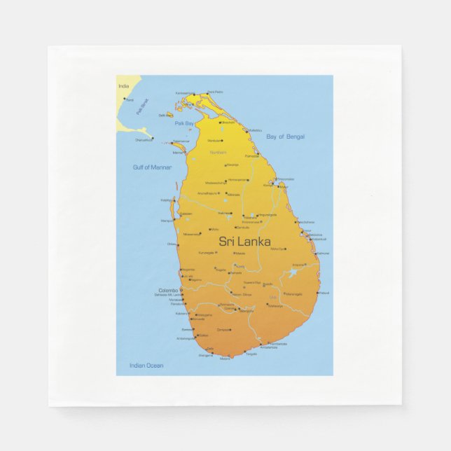 Sri Lanka Map Napkins (Front)