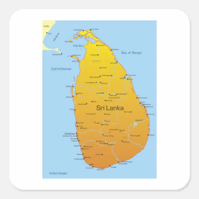 Sri Lanka Map Square Sticker Zazzle