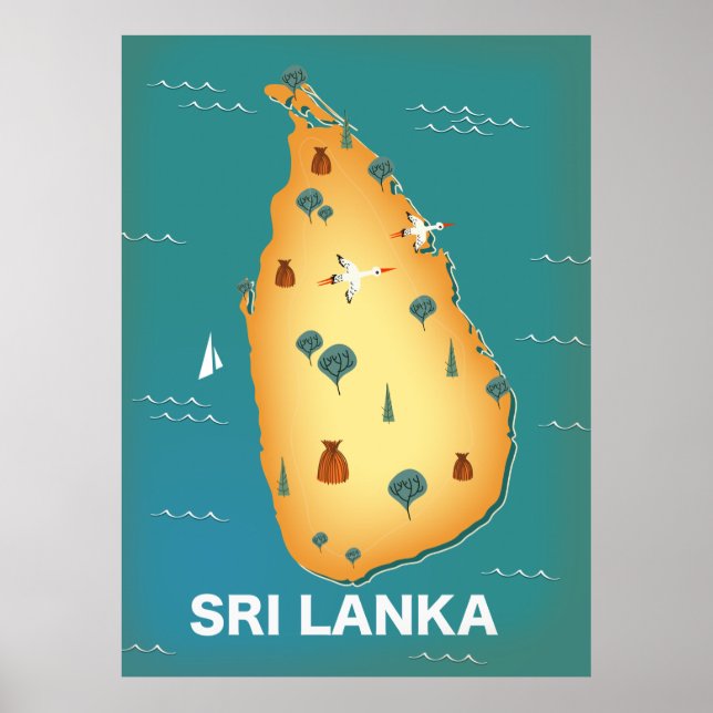 Sri Lanka map travel poster (Front)