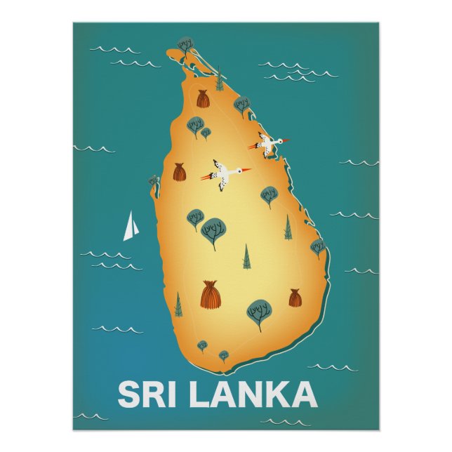 Sri Lanka map travel poster (Front)