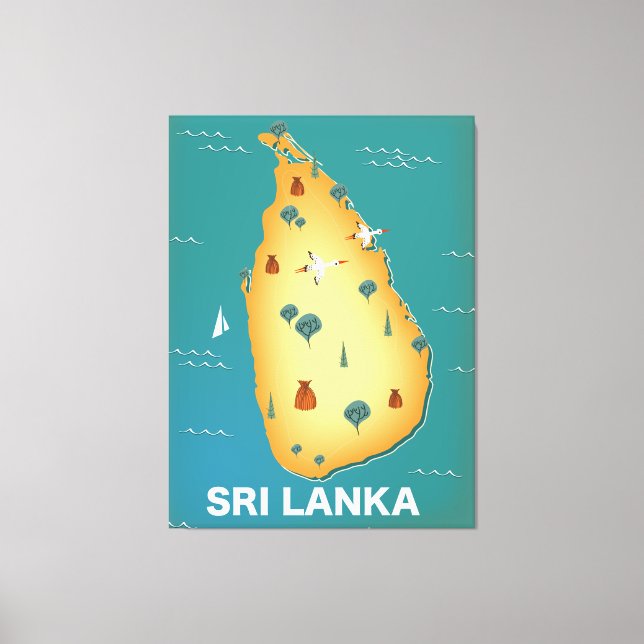 Sri Lanka map travel poster Canvas Print (Front)