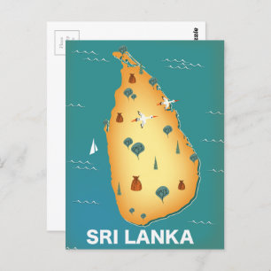 Sri Lanka map travel poster Postcard