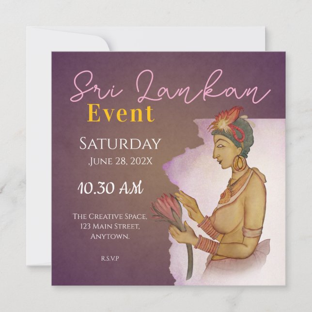 Sri Lanka  Sigiri Paintings Save The Date (Front)