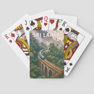 Sri Lanka Train Illustration Travel Art Vintage Poker Cards