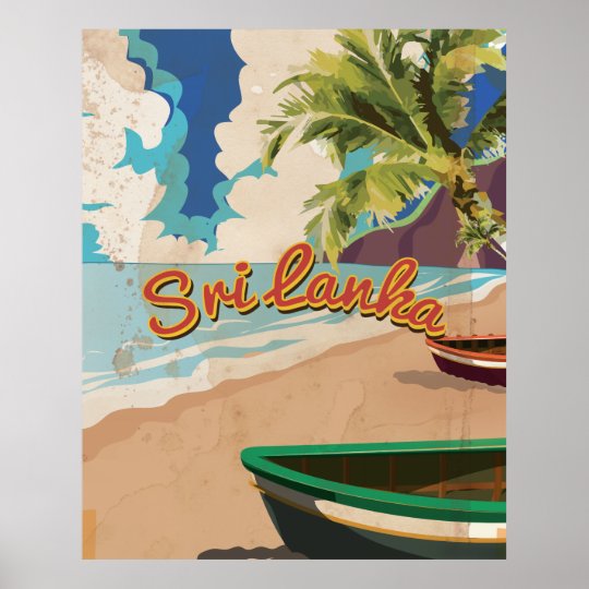 Sri Lanka Vintage Vacation Travel Poster