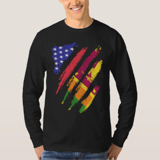 Sri Lankan American Patriot Grown Heart Flag Strip T-Shirt