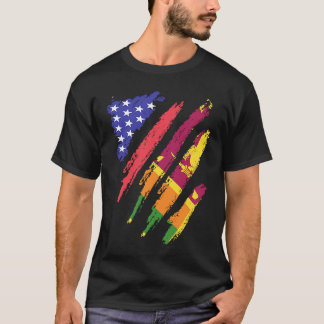 Sri Lankan American Patriot Grown Heart Flag Strip T-Shirt
