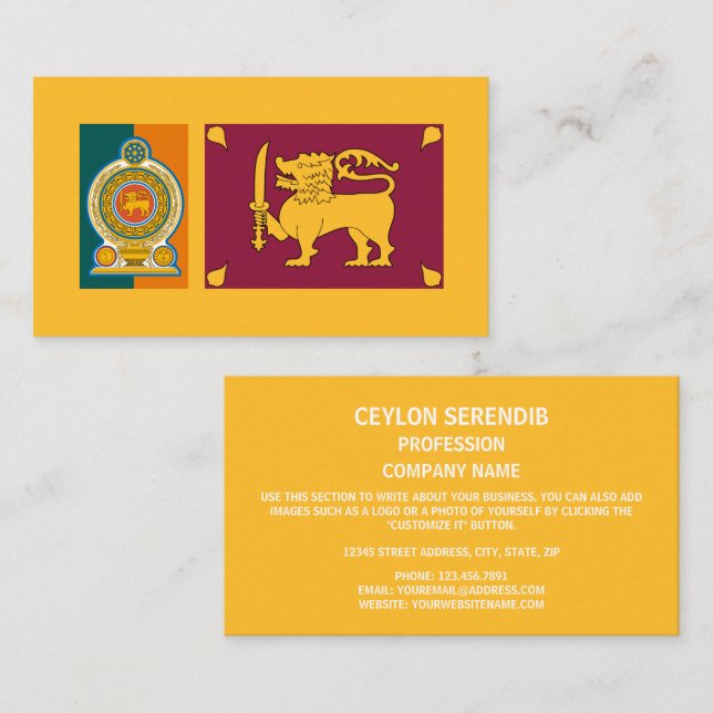 Sri Lankan Flag & Emblem, Flag of Sri Lanka Business Card (Front/Back)