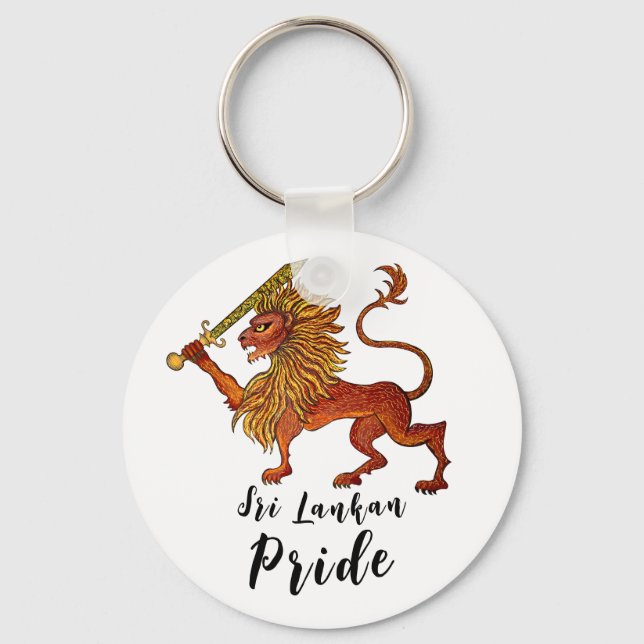 Sri Lankan flag lion Button Keychain (Front)