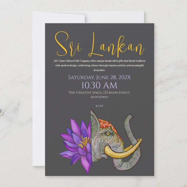 Sri Lankan Heritage Hand-painted Invitation (Front)