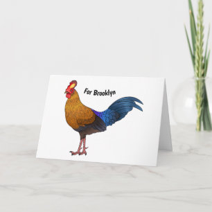 Sri Lankan junglefowl bird cartoon illustration Card