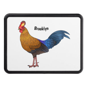 Sri Lankan junglefowl bird cartoon illustration Hitch Cover