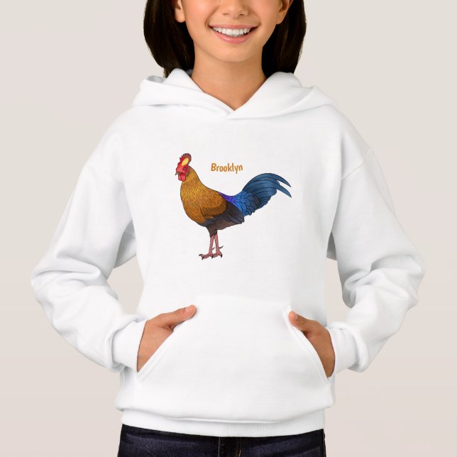 Sri Lankan junglefowl bird cartoon illustration  Hoodie (Front)