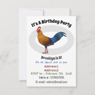 Sri Lankan junglefowl bird cartoon illustration  Invitation