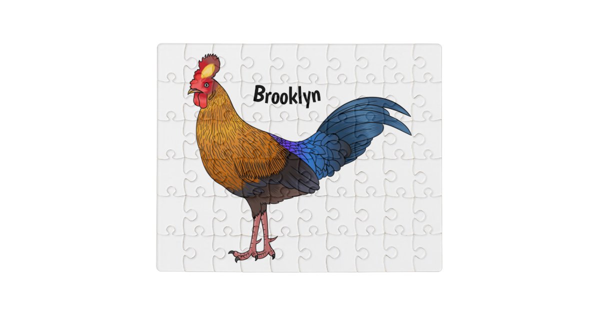 Sri Lankan junglefowl bird cartoon illustration Jigsaw Puzzle Zazzle