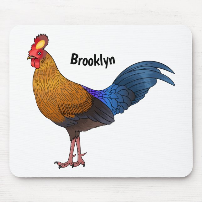 Sri Lankan junglefowl bird cartoon illustration Mouse Pad (Front)