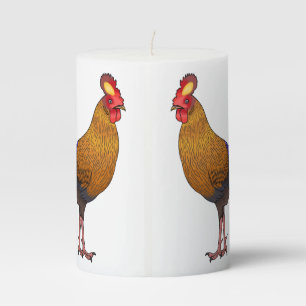 Sri Lankan junglefowl bird cartoon illustration Pillar Candle