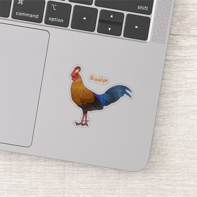 Sri Lankan junglefowl bird cartoon illustration  Sticker (Detail)