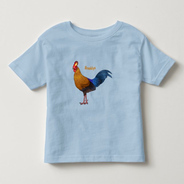 Sri Lankan junglefowl bird cartoon illustration Toddler T-shirt (Front)