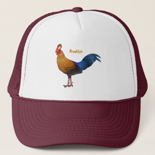 Sri Lankan junglefowl bird cartoon illustration Trucker Hat