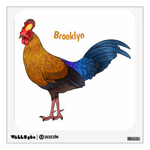 Sri Lankan junglefowl bird cartoon illustration  Wall Decal