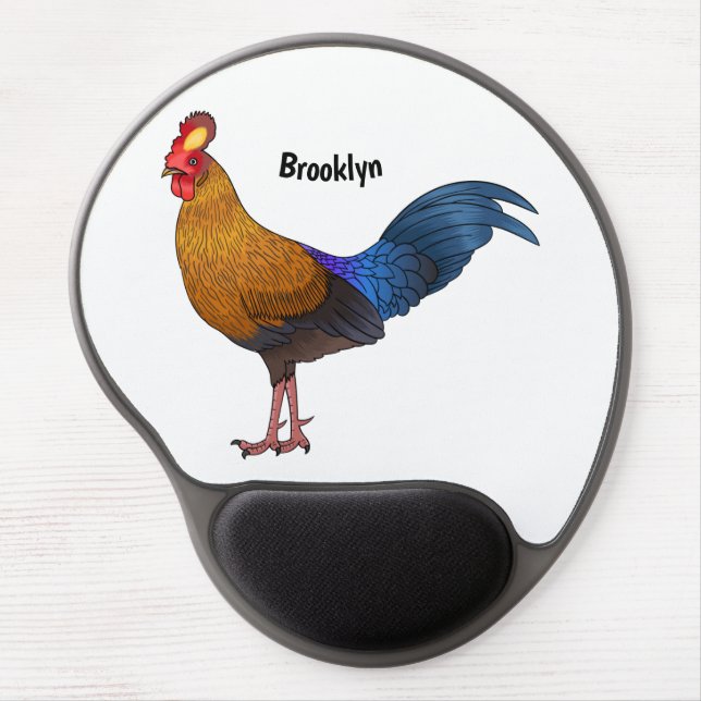 Sri Lankan junglefowl bird mapping illustration Gel Mouse Pad (Front)