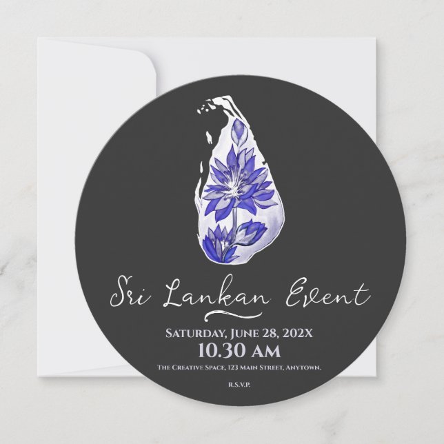 Sri Lankan map in graffiti style  Save The Date (Front)