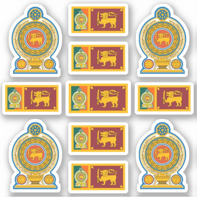 Sri Lankan national symbols /emblem and flag Sticker (Front)