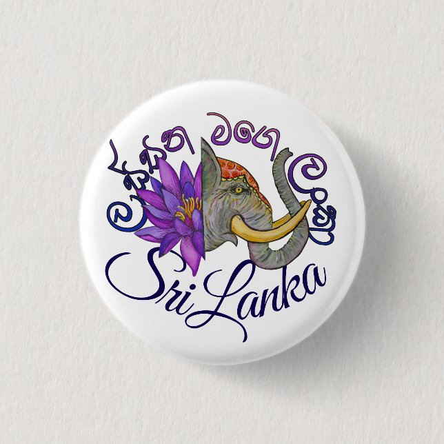 Sri Lankan souvenirs with Elephant and Lotus Button (Front)