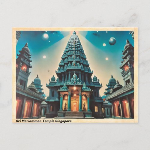 Sri Mariamman Temple Singapore Vintage Travel Postcard