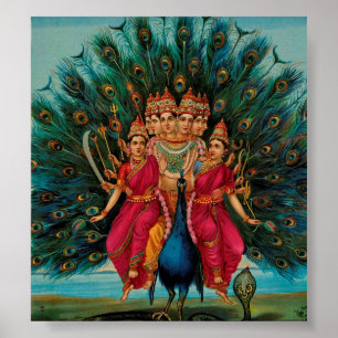 Sri Shanmukaha Subramania Swami by Raja Ravi Varma Poster