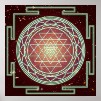 Sri Yantra Amber Glow Poster