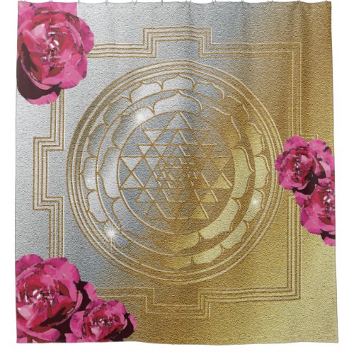 Sri Yantra and the Scent Of Roses II _ Shower Curt Shower Curtain