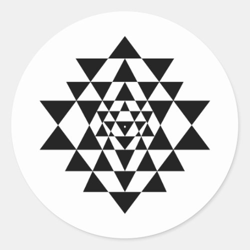Sri Yantra Black  White Round Sticker