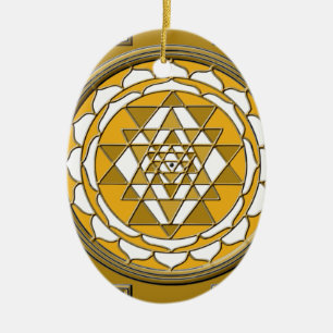 Sri Yantra Bronze Ceramic Ornament