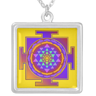 SRI YANTRA full colored + your ideas Silver Plated Necklace