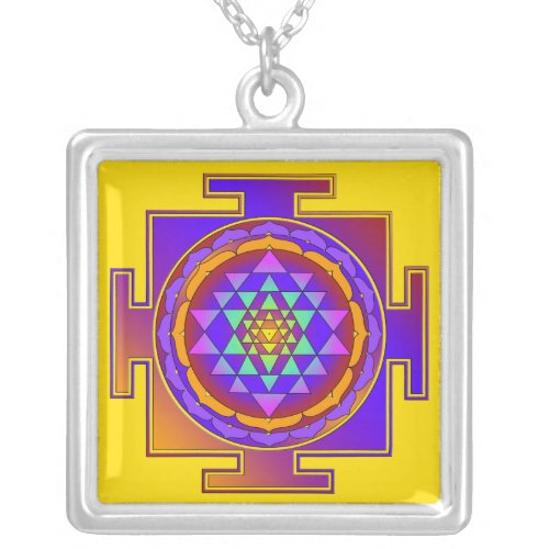 SRI YANTRA full colored  your ideas Silver Plated Necklace