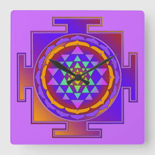 SRI YANTRA full colored + your ideas Square Wall Clock