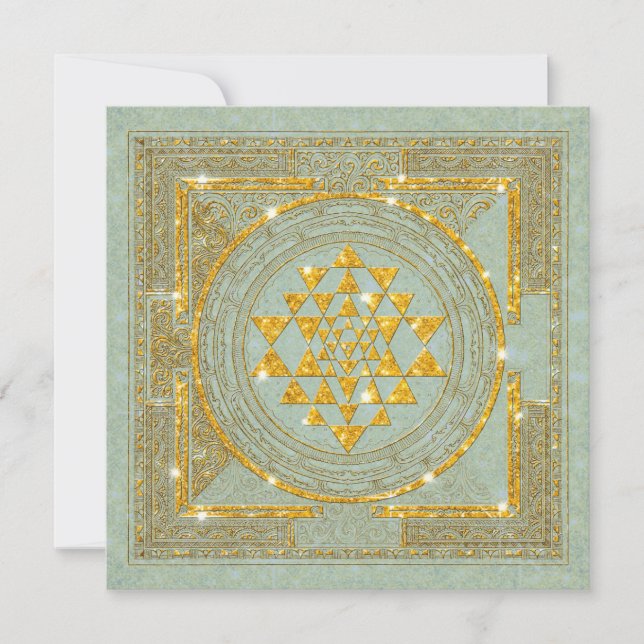 Sri Yantra Golden Glitter - Invitation Card (Front)