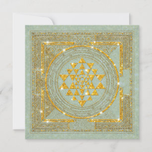 Sri Yantra Golden Glitter - Invitation Card