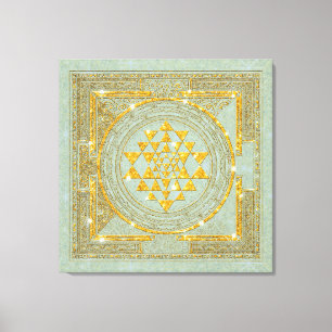 Sri Yantra Golden Glitter - Wrapped Canvas Print