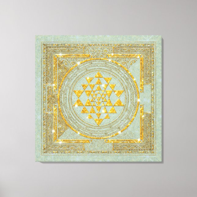 Sri Yantra Golden Glitter - Wrapped Canvas Print (Front)