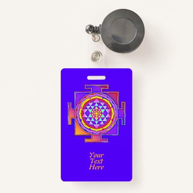 Sri Yantra - Hinduism Symbol Design 1 Badge (Front with Retractable)
